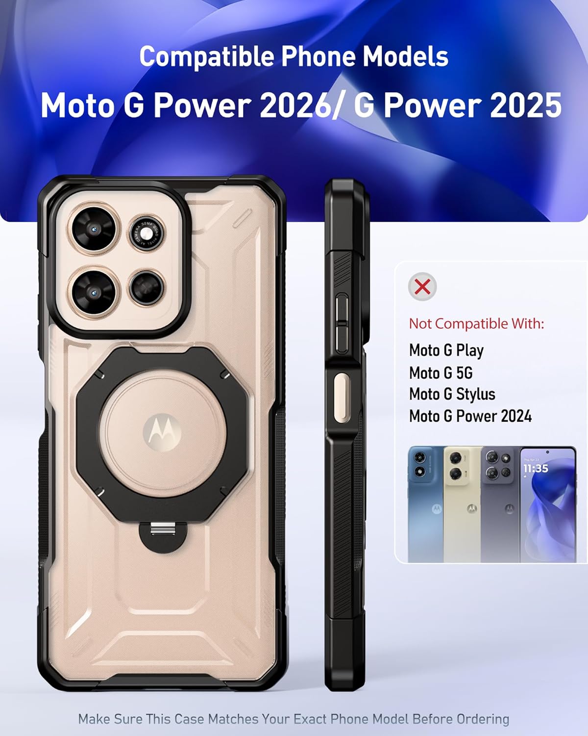 Moto G Power 5G (2025 & 2026) Spartan Case with Ring Stand