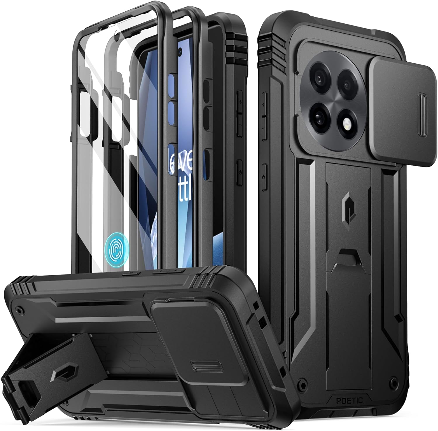 Poetic Case for OnePlus 13R 5G Rugged with Kickstand And Built-in Screen Black Poetic Case for OnePlus 13R 5G Rugged with Kickstand And Built-in Screen Black