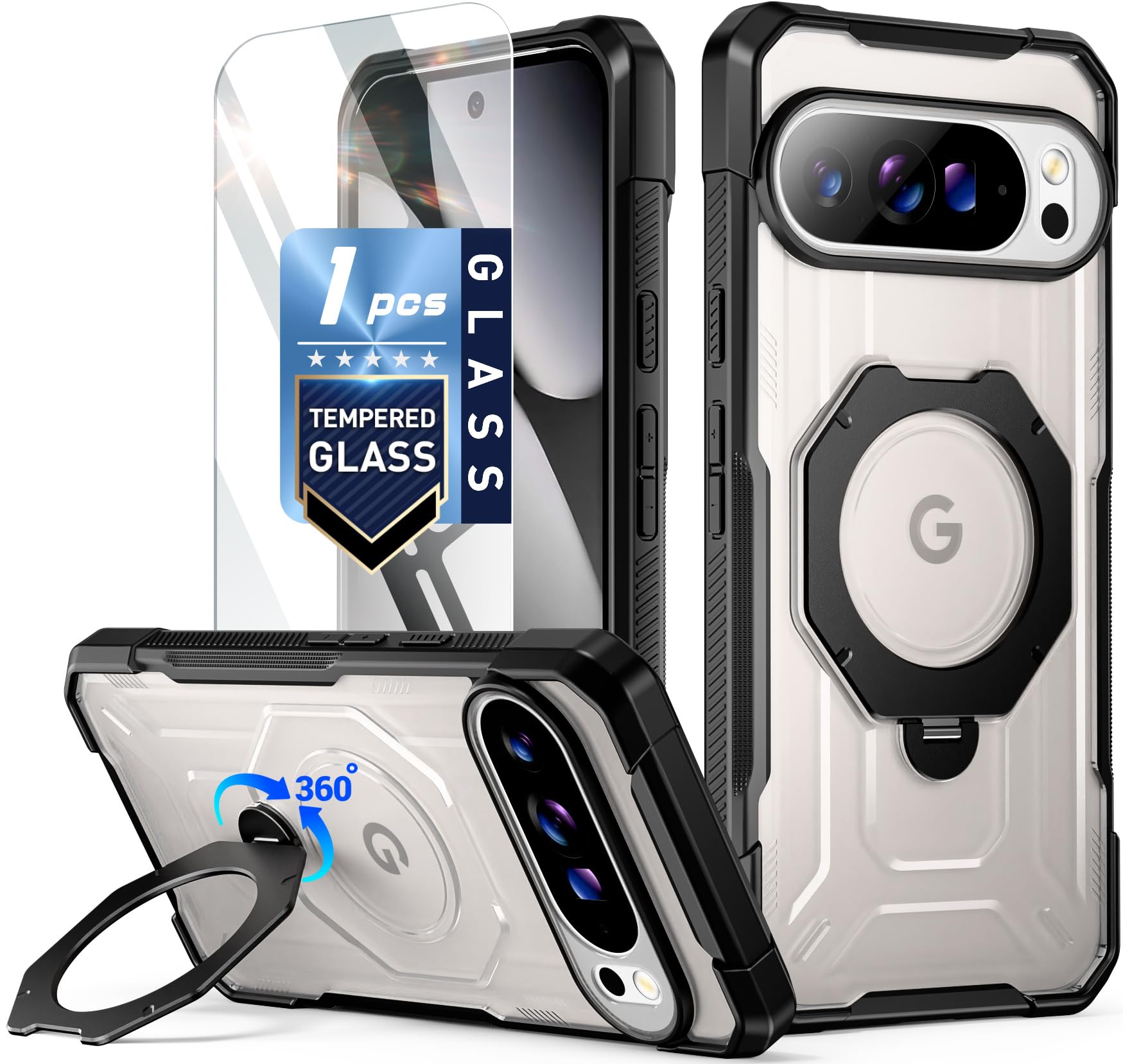 Google Pixel 10 Pro XL Spartan Case with Ring Stand Gold/Clear