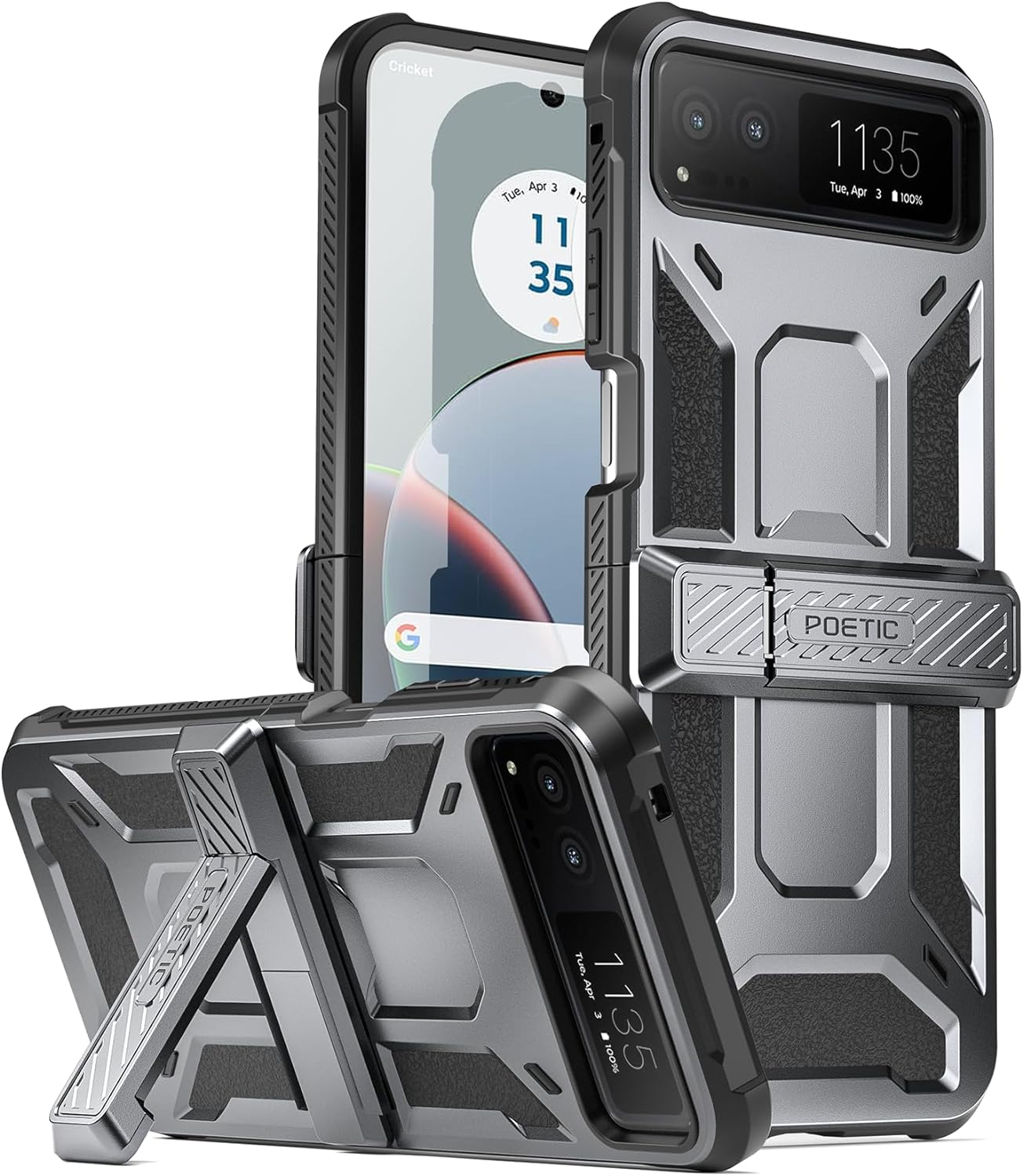 Poetic Spartan 20ft MilGrade Drop Tested Protective Cover Kickstand Motorola Moto Razr 2023 Metallic Poetic Spartan 20ft MilGrade Drop Tested Protective Cover Kickstand Motorola Moto Razr 2023 Metallic