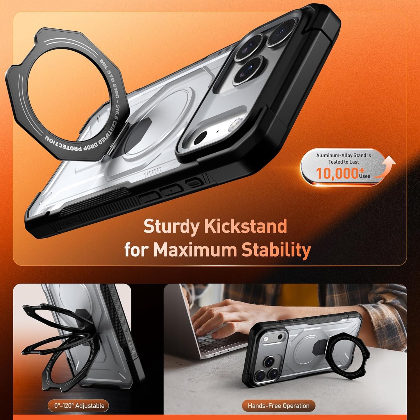 Apple iPhone 17 Pro Max with MagSafe Ring Stand Case