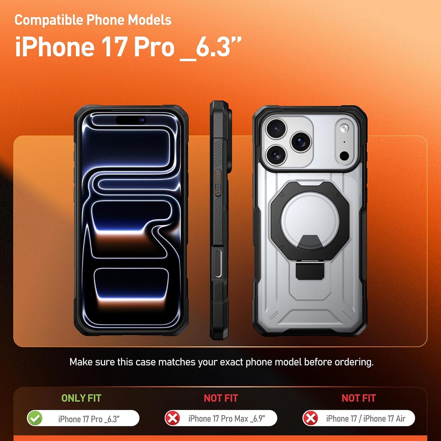 Apple iPhone 17 Pro with MagSafe Ring Stand Case