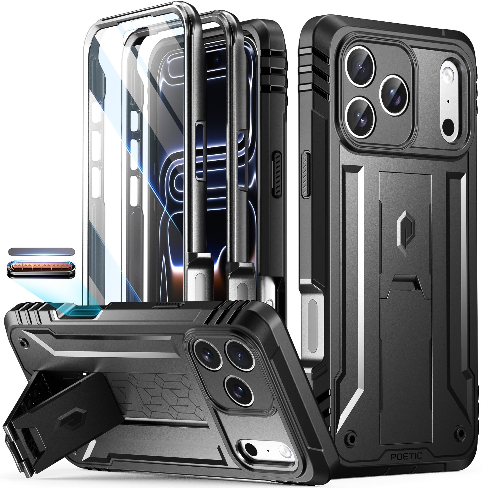 Poetic iPhone 17 Pro Case with Camera Control Capture Button Built-in Kickstand Built-in Screen Protector Full Body Military Grade Protective Case Poetic iPhone 17 Pro Case with Camera Control Capture Button Built-in Kickstand Built-in Screen Protector Full Body Military Grade Protective Case
