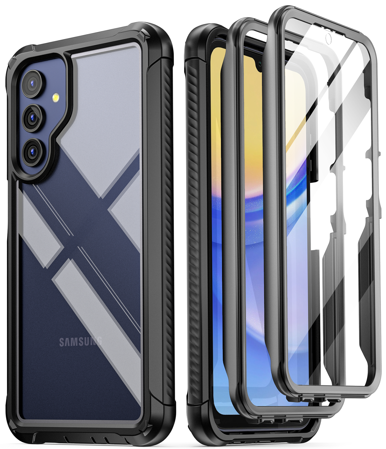 For Samsung For Galaxy A15 5G Case 2 Front Frame Hybrid Cover with Built-in Screen Black For Samsung For Galaxy A15 5G Case 2 Front Frame Hybrid Cover with Built-in Screen Black