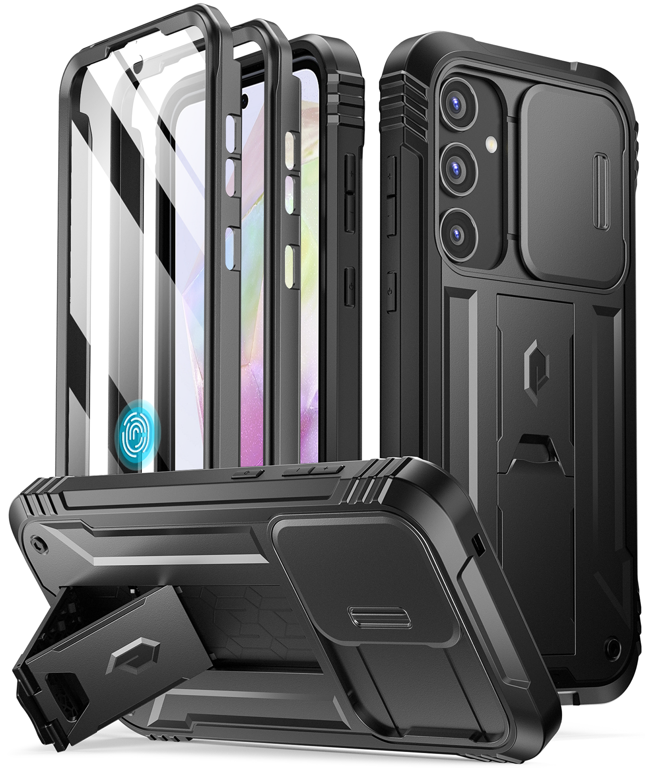 for Samsung Case for Galaxy A35 5G Built-in screen Slide Camera Cover with Kickstand Black for Samsung Case for Galaxy A35 5G Built-in screen Slide Camera Cover with Kickstand Black