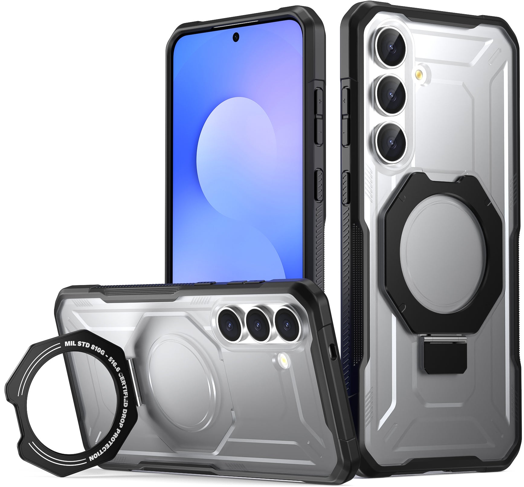 Galaxy S25 FE Spartan Case with Ring Stand Black/Clear Galaxy S25 FE Spartan Case with Ring Stand Black/Clear