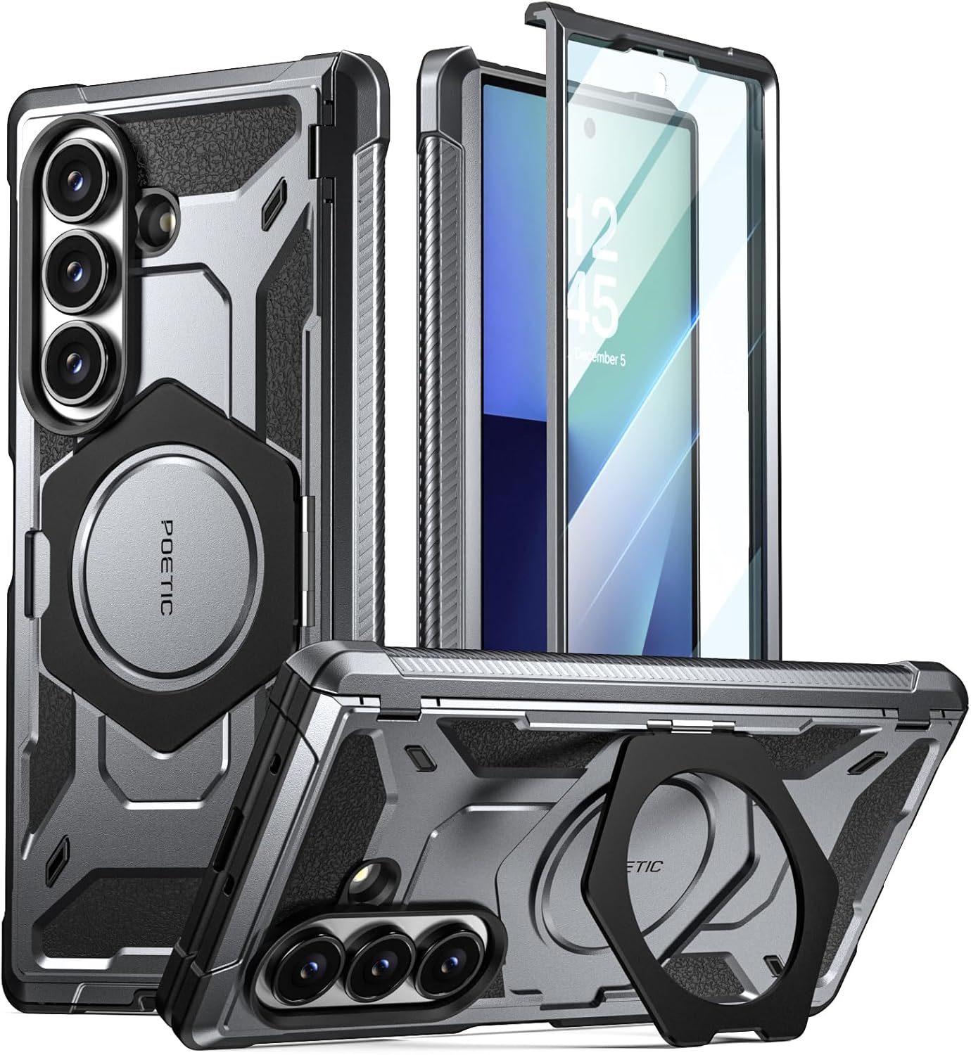 For Samsung For Galaxy Z Fold 7 Case Poetic with Kickstand Built-in Screen Cover Gun Metal For Samsung For Galaxy Z Fold 7 Case Poetic with Kickstand Built-in Screen Cover Gun Metal