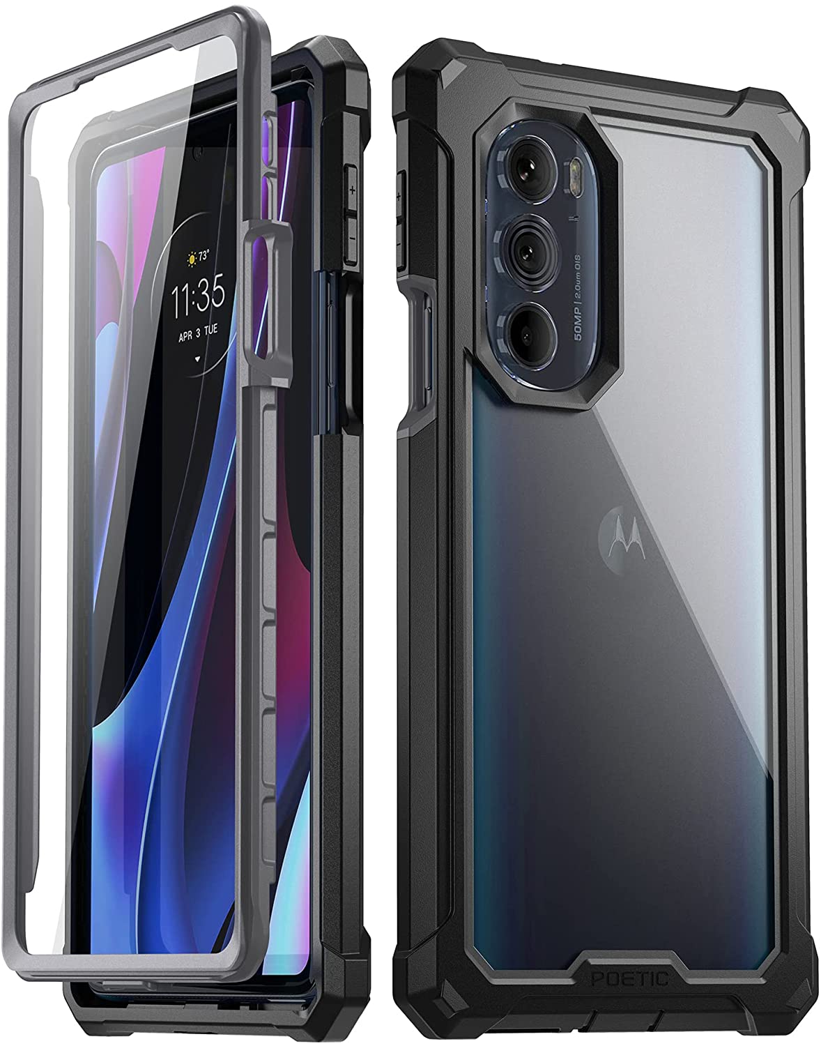 Poetic Guardian Case for Motorola Edge Plus 5G 6.7 inch (2022) / Edge+ 5G UW (2022), Clear Case with Built-in Screen Protector, Black/Clear Poetic Guardian Case for Motorola Edge Plus 5G 6.7 inch (2022) / Edge+ 5G UW (2022), Clear Case with Built-in Screen Protector, Black/Clear