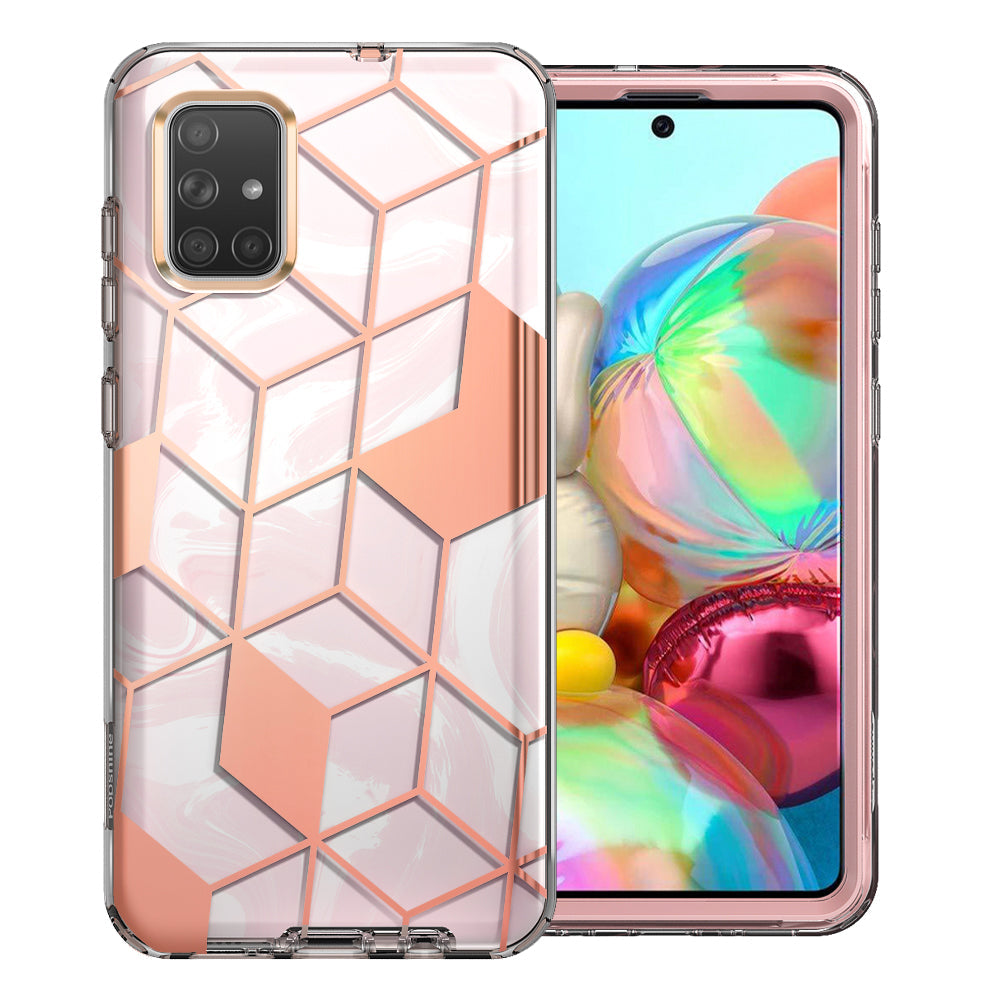 2019 Samsung Galaxy A71 4G Marble Bumper Case with Built-in-Screen