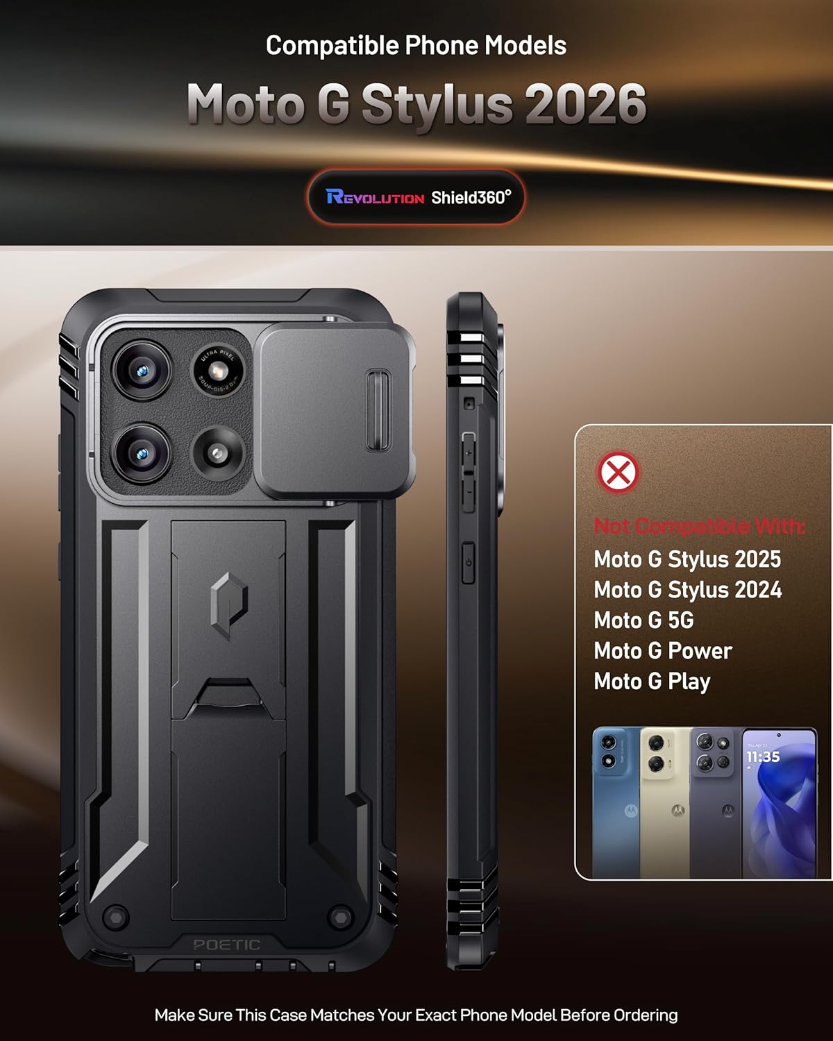 Moto G Stylus 5G 2026 with Slide Camera Cover Case
