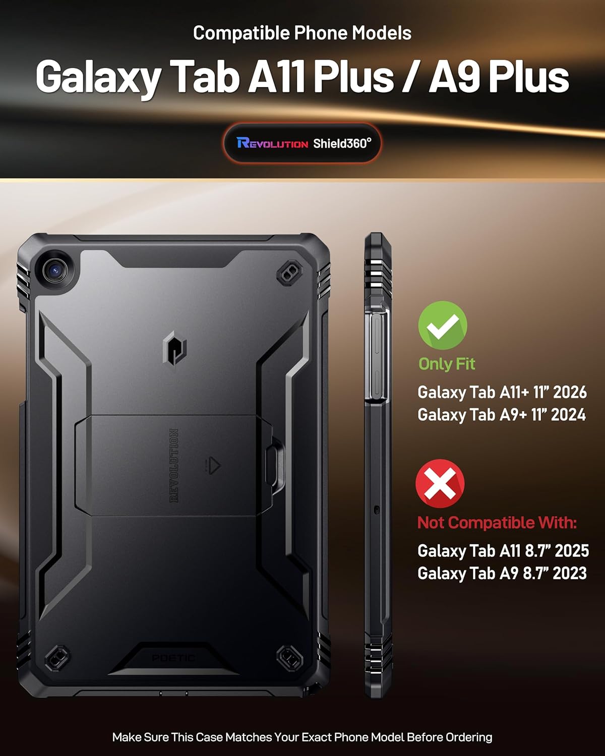 Galaxy Tab A11 Plus / A9 Plus Case Built in-Screen Protector with Kickstand