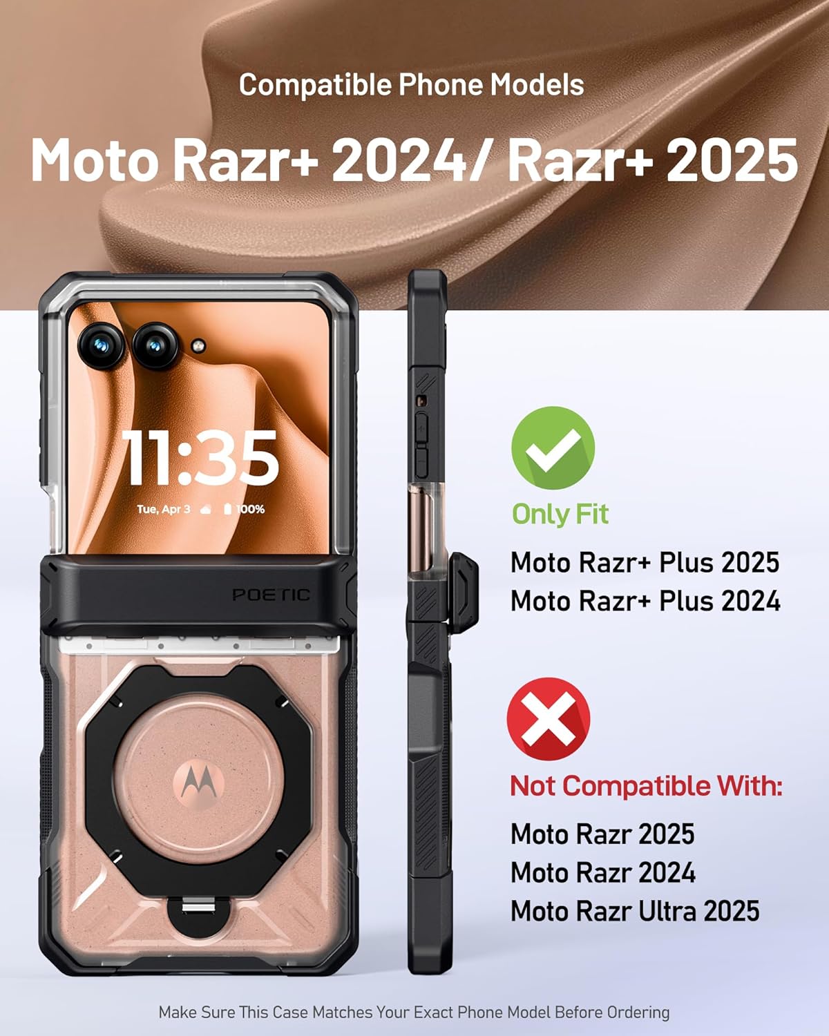 Moto Razr Plus 2026/2025/2024 Case with Ring Stand