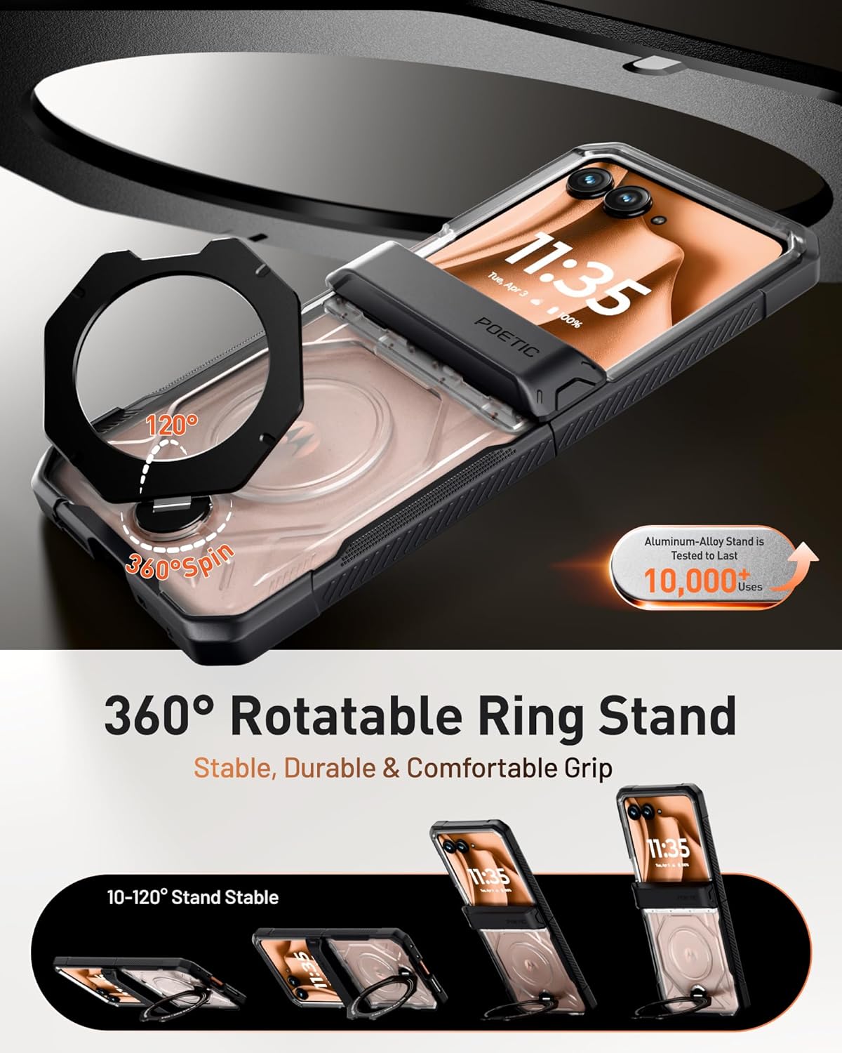 Moto Razr Plus 2026/2025/2024 Case with Ring Stand