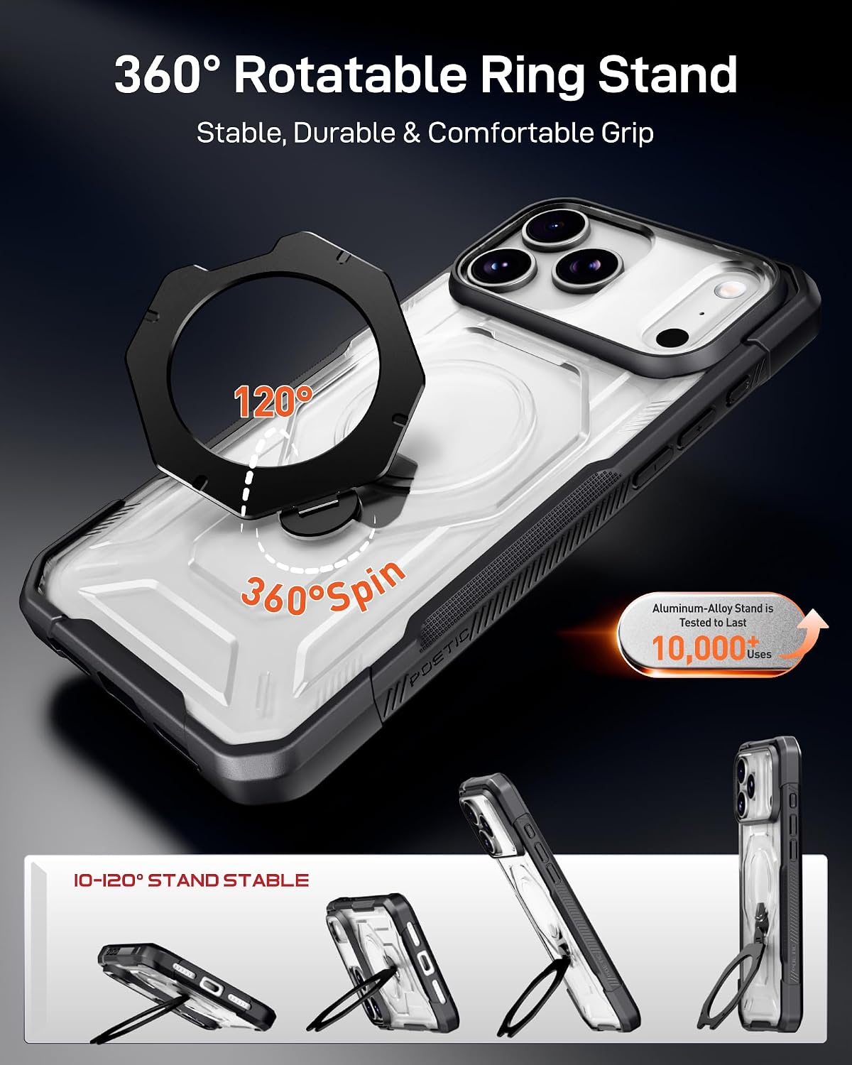 Apple 18 Pro case Magsafe Ring Stand