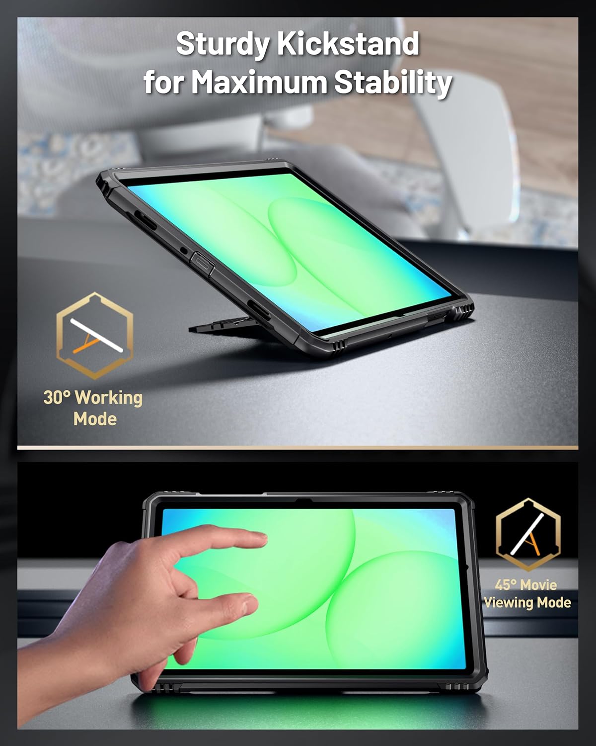 Galaxy Tab A11 Plus / A9 Plus Case Built in-Screen Protector with Kickstand