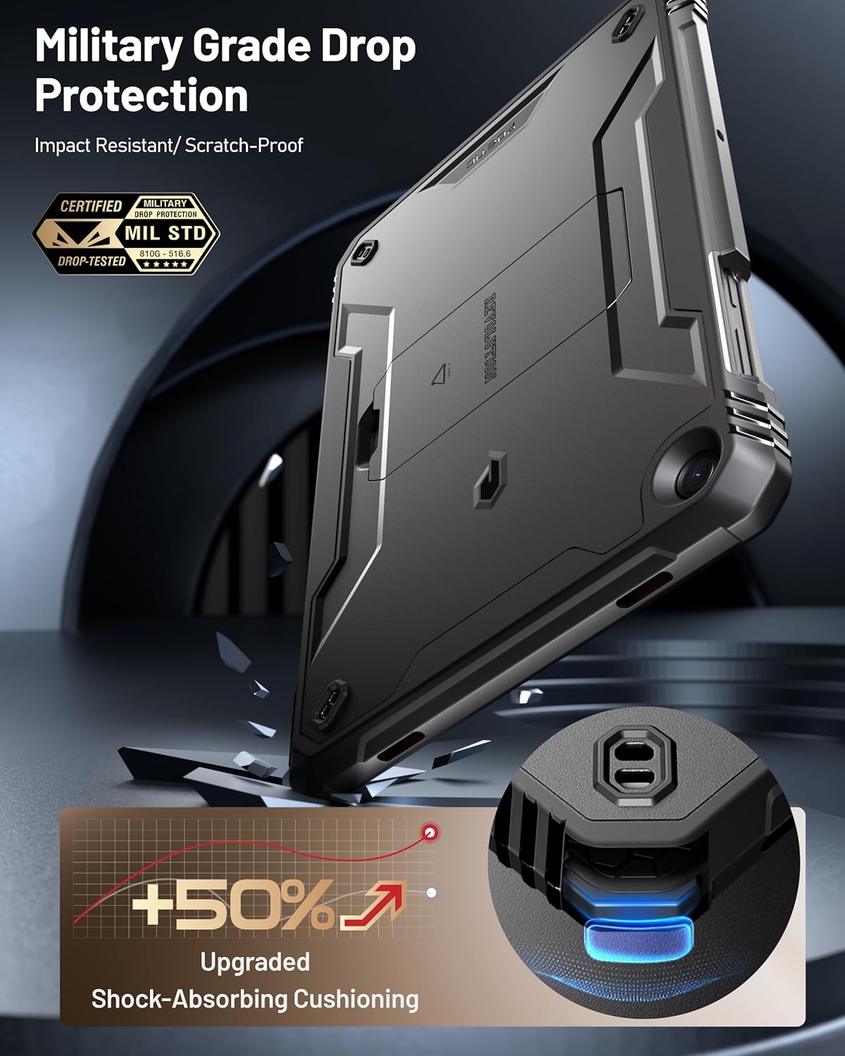 Galaxy Tab A11 Plus / A9 Plus Case Built in-Screen Protector with Kickstand