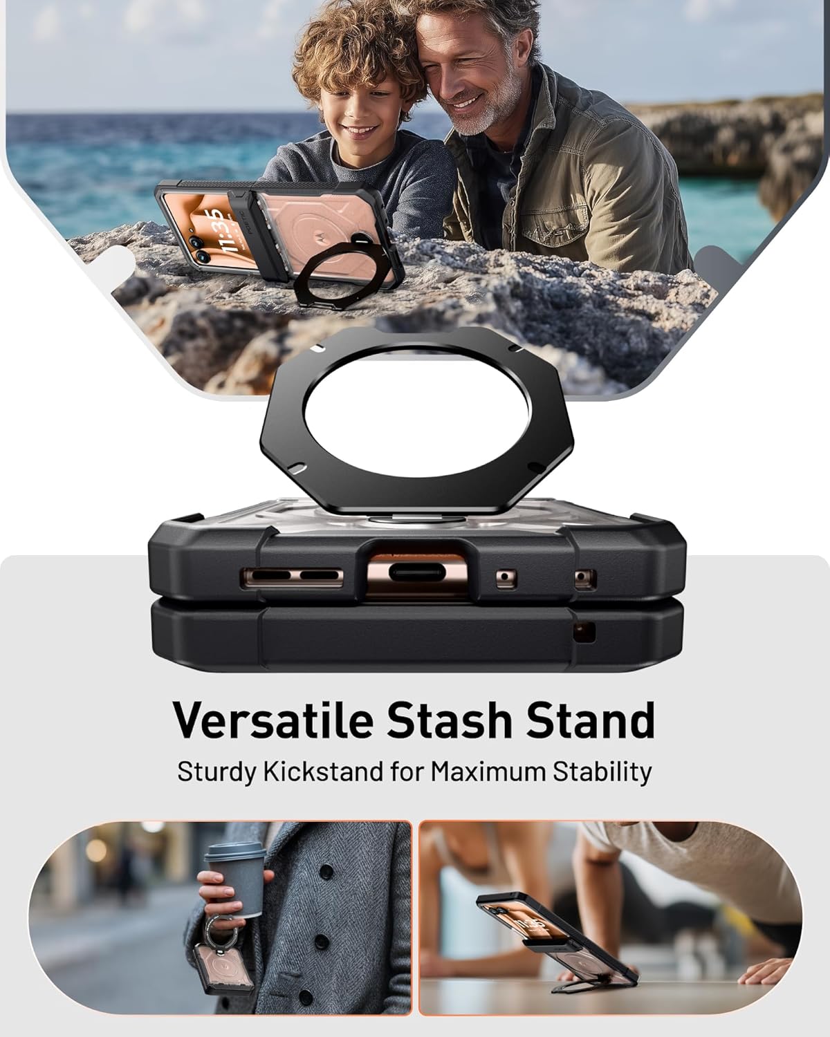 Moto Razr Plus 2026/2025/2024 Case with Ring Stand