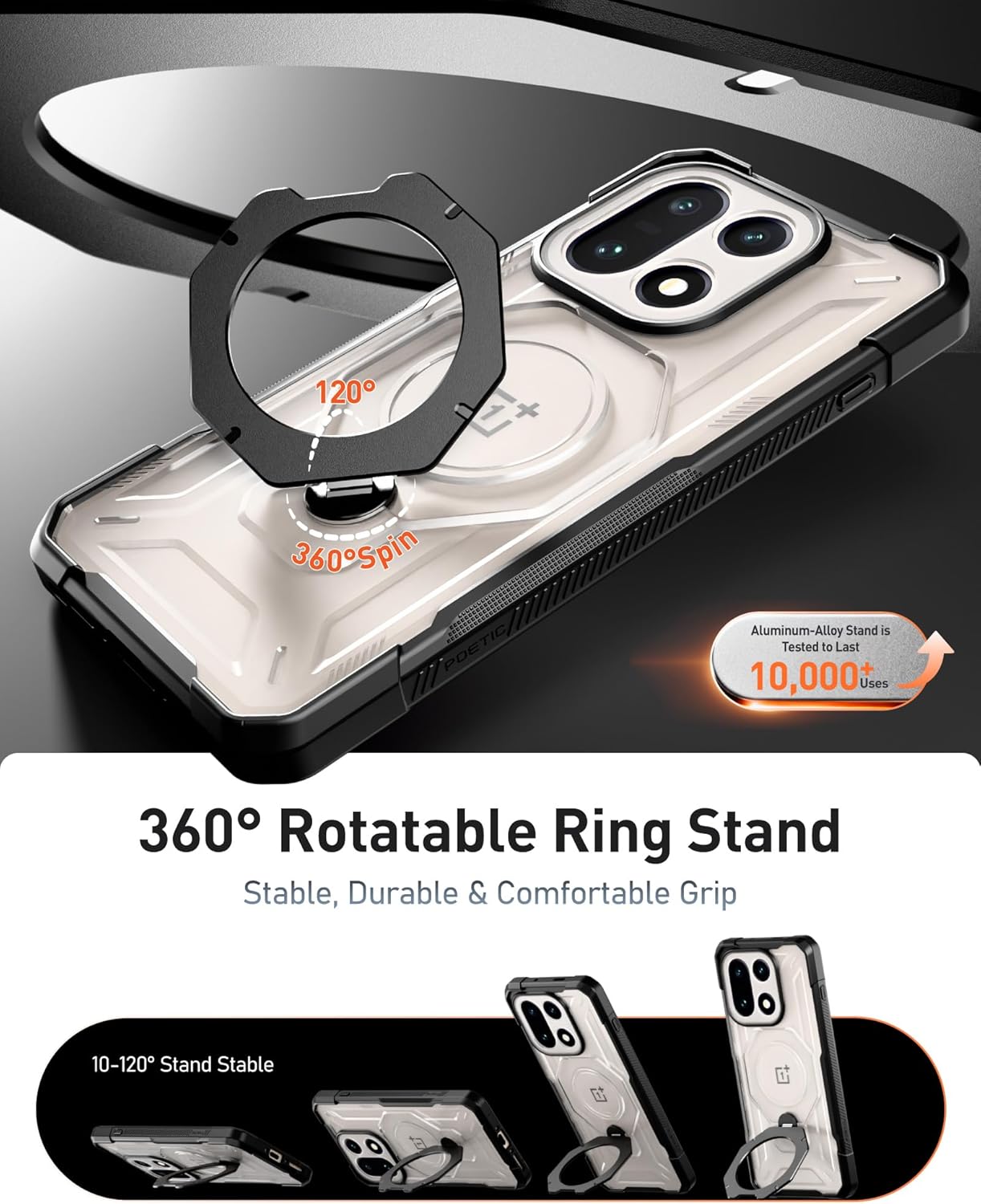 OnePlus 15 Spartan Case with Ring Stand