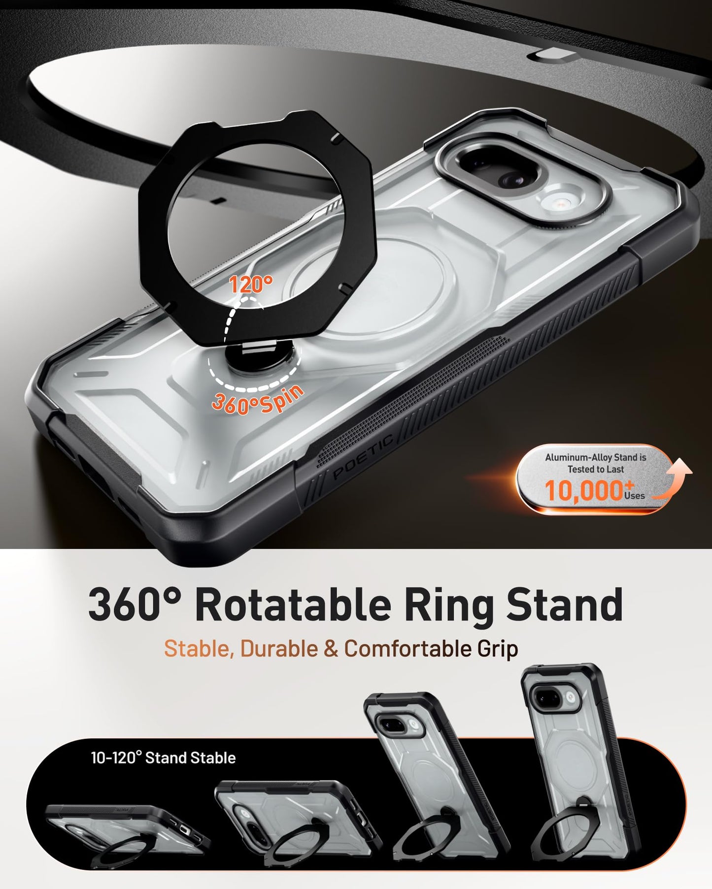 Google Pixel 10A Spartan Case with Ring Stand