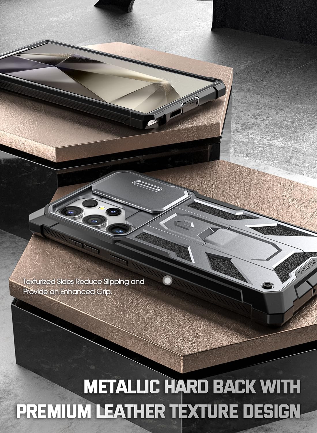 Galaxy S24 Ultra with Slide Camera Cover Case Metallic Gun Metal