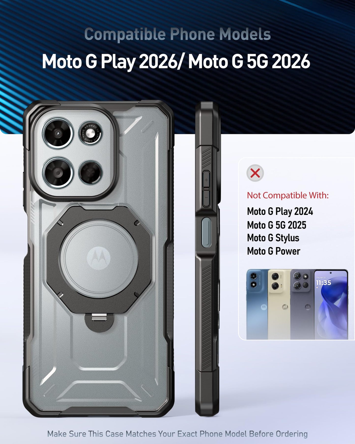 Moto G Play (2026) I Moto G 5G (2025 & 2026) Spartan Case with Ring Stand