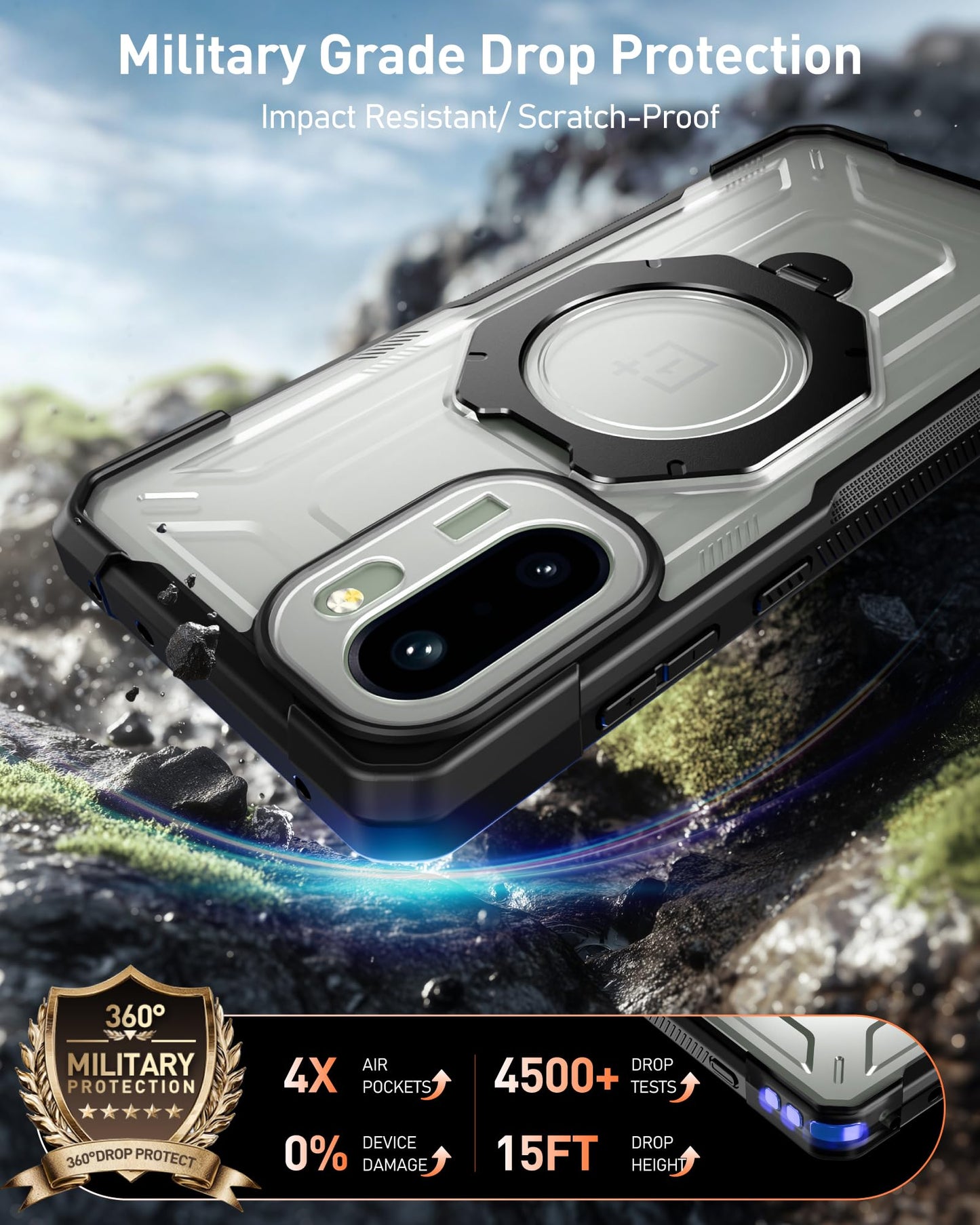 OnePlus 15R Spartan Case with Ring Stand