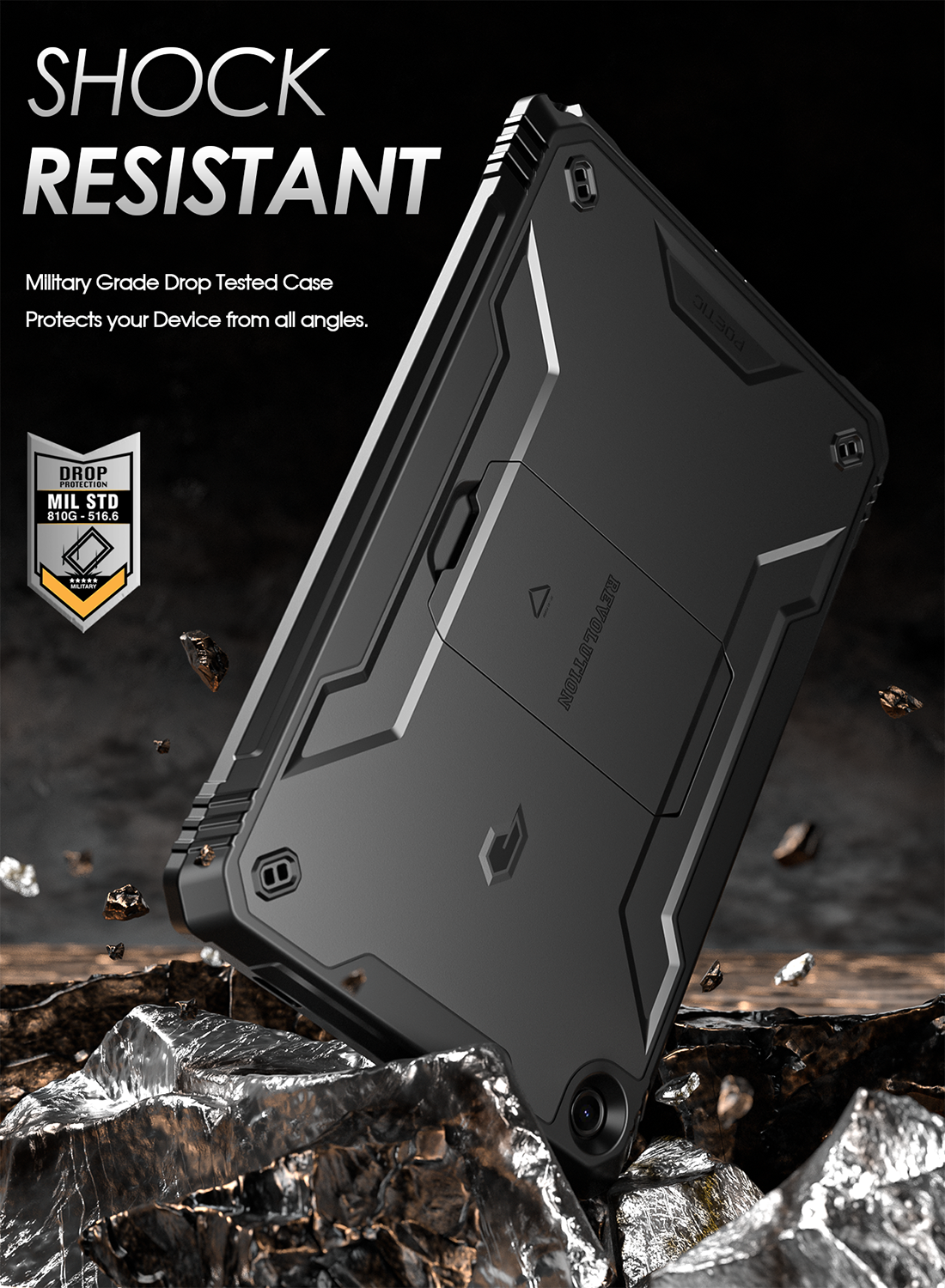 ERN-SS-X210 | Samsung Galaxy Tab A9+ A9 Plus ( 11 ) SM-X210 / SM-X215 /  SM-X216 | 3 Layers Protective Rugged Case with Kick-stand
