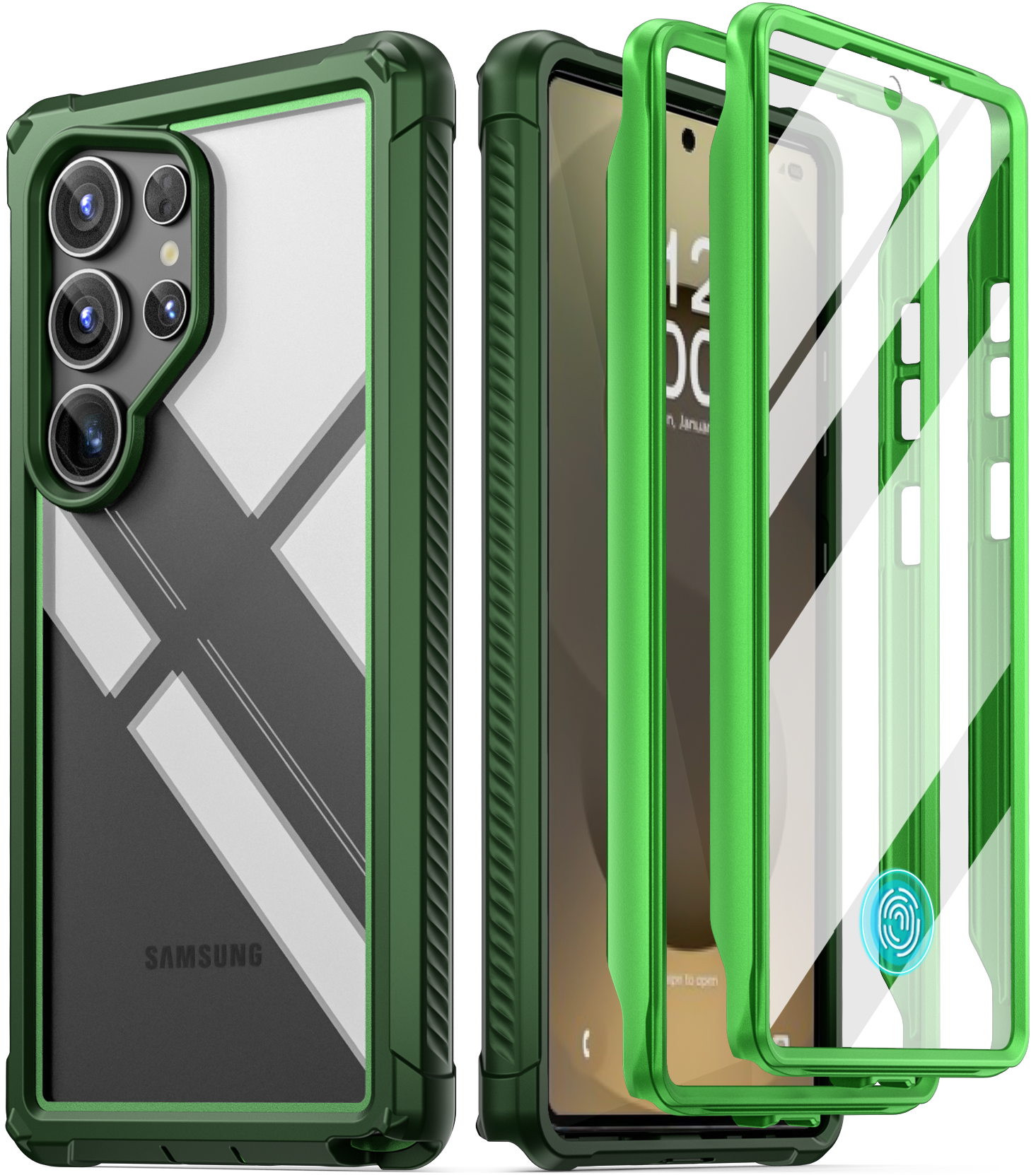 for Samsung Galaxy S25 Ultra 5G Case 2 Front Frame Built-in Screen Cover Green for Samsung Galaxy S25 Ultra 5G Case 2 Front Frame Built-in Screen Cover Green