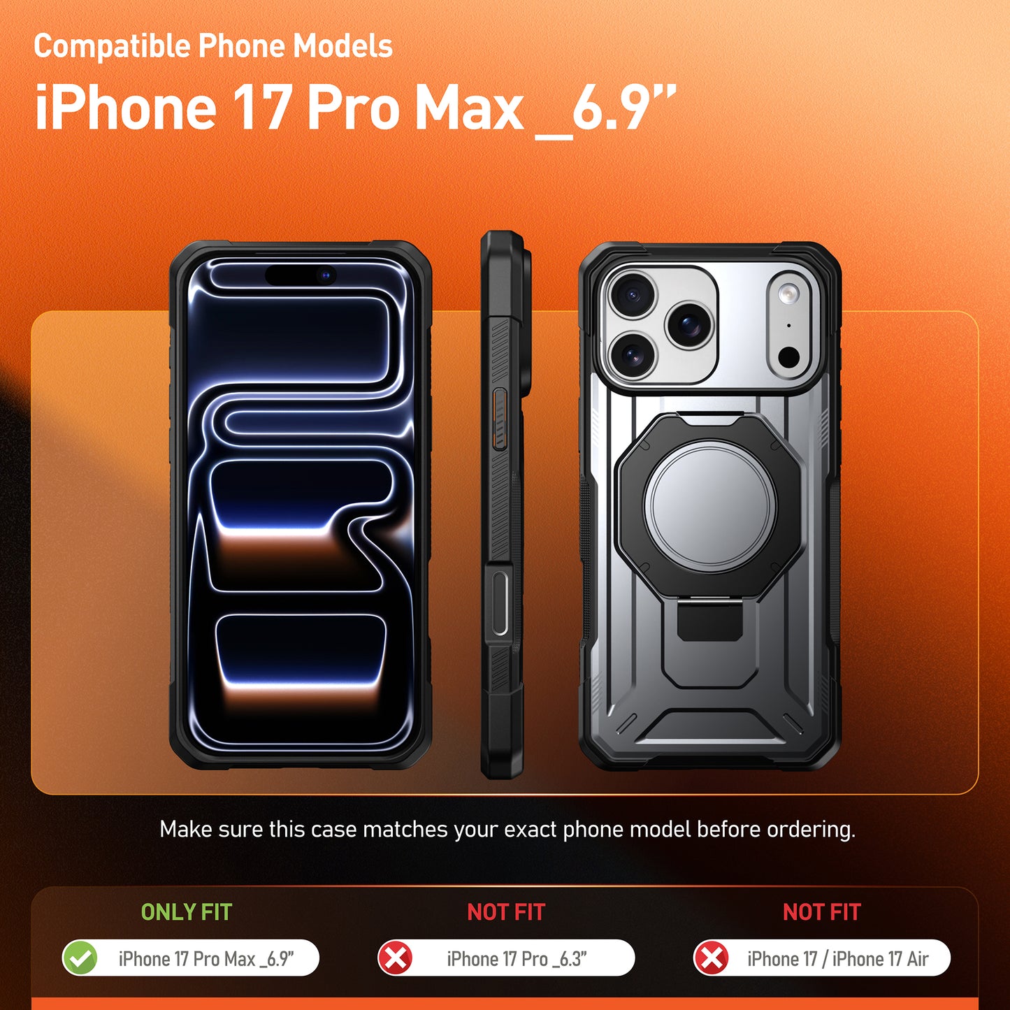 Apple iPhone 17 Pro with MagSafe Ring Stand Case