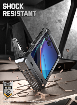 Poetic Spartan Case For Moto Razr 2023 & Razr+ Plus – Heavy Duty Hybrid With Kickstand, Hinge Protection, 20ft Drop Tested