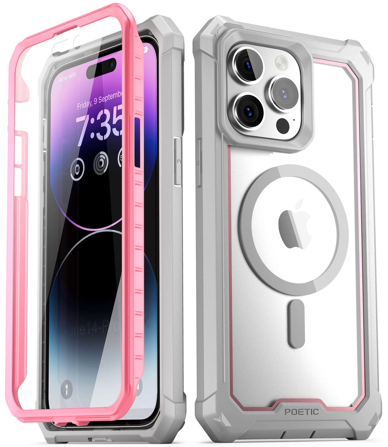 Poetic Guardian MagSafe Case for iPhone 14 Pro Max 6.7 inch, Clear Case with Built-in Screen Protector Pink (Magsafe) Poetic Guardian MagSafe Case for iPhone 14 Pro Max 6.7 inch, Clear Case with Built-in Screen Protector Pink (Magsafe)