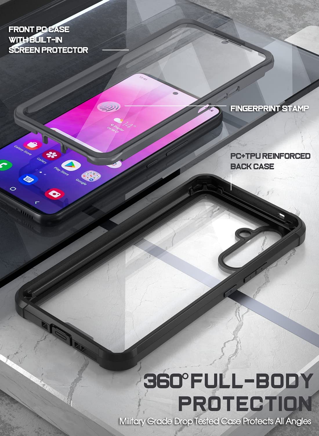 For Samsung Galaxy A54 5G Case Full Body Phone Cover + Built-In Screen  Protector