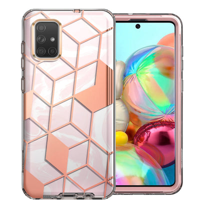 2019 Samsung Galaxy A71 4G Marble Bumper Case with Built-in-Screen
