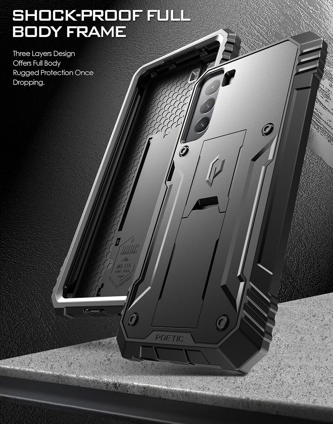 Black Protective Galaxy S21 FE 5G Case