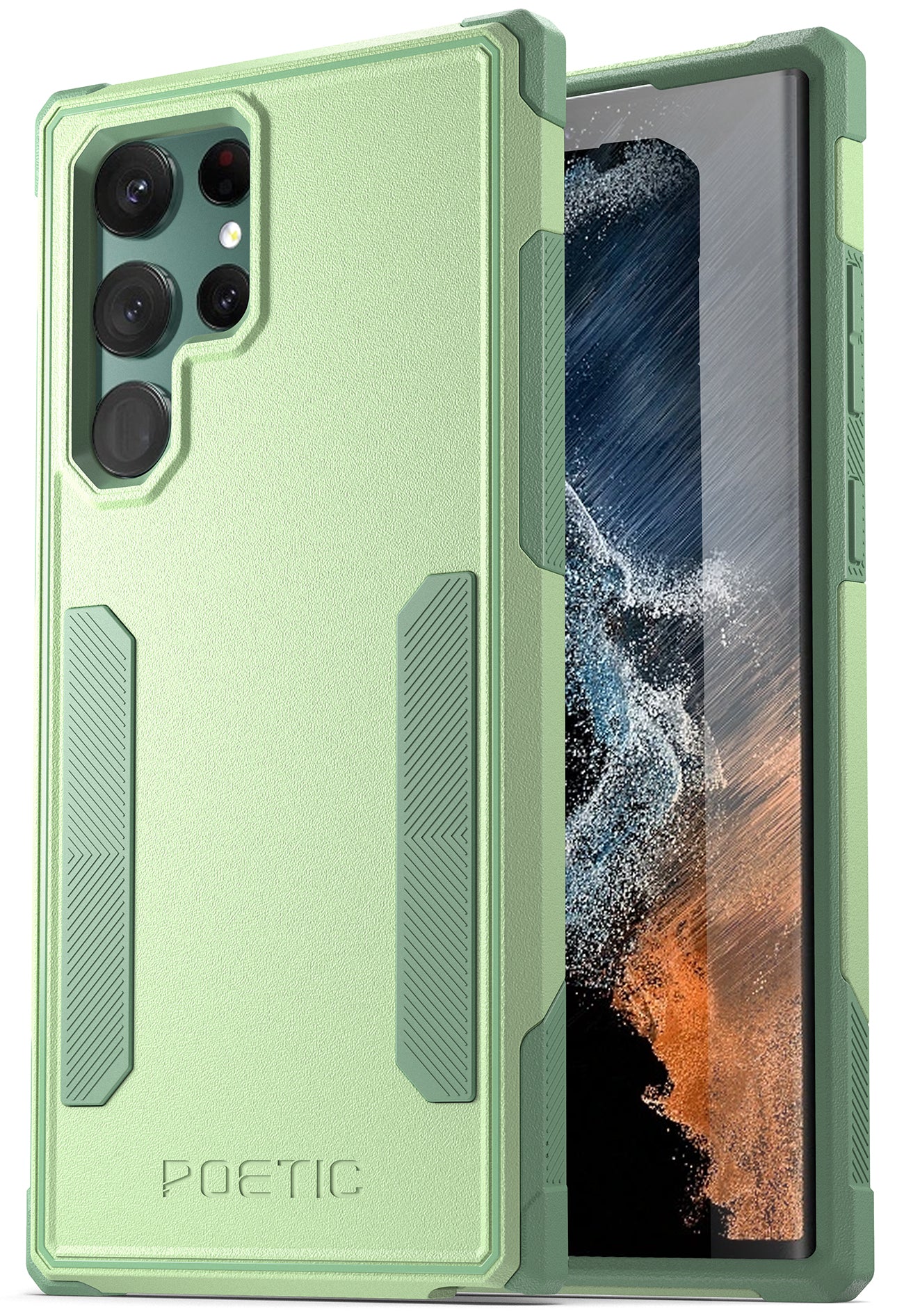 Metal Green LV Samsung Galaxy S22 Ultra Clear Case