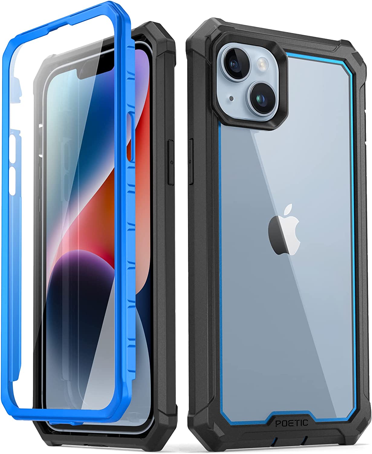Poetic Guardian Case for iPhone 14 , Clear Case with Built-in Screen Protector, Blue/ Clear Poetic Guardian Case for iPhone 14 , Clear Case with Built-in Screen Protector, Blue/ Clear